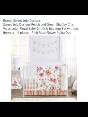 Sweet Jojo Designs Peach & Green Floral Baby Crib Comforter